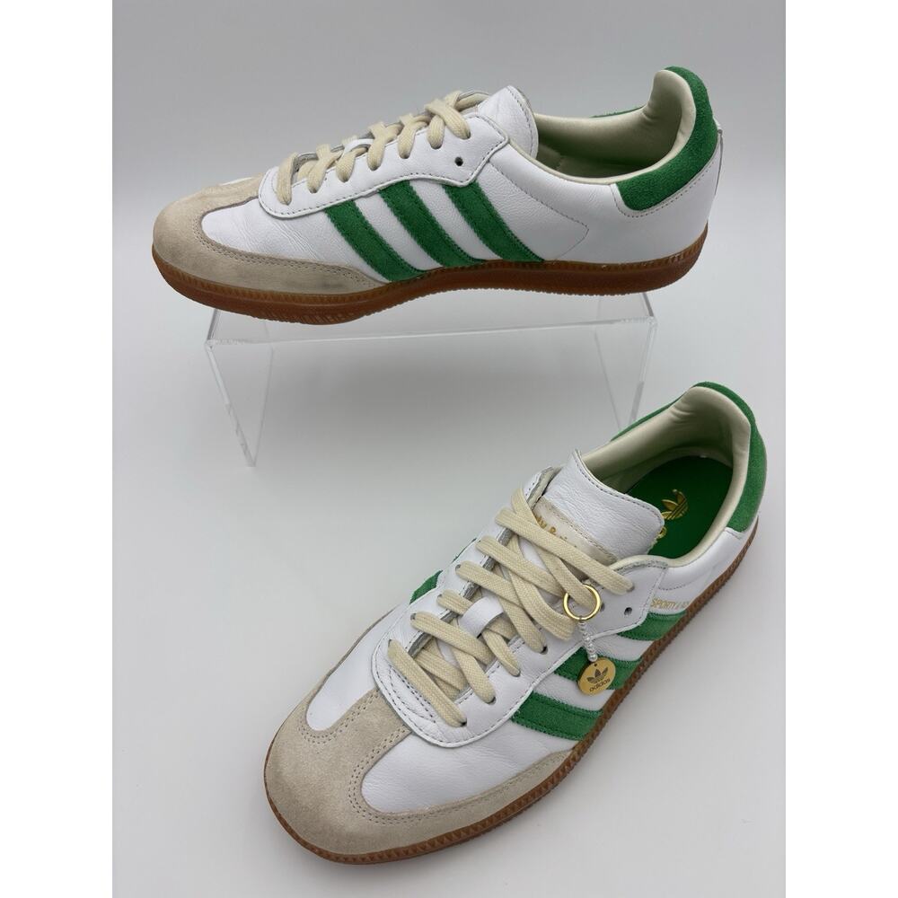 Adidas x Sporty & Rich Collab Sambas Sneakers White Green Leather Womens Size 8 - Picture 2 of 16